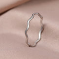 Silver Thin Wavy Band Stackable Finger Ring Sizes 6-10 view 1