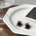 Black Mesh Lace Flower Stud Earrings Beaded Centers view 4