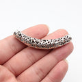 66x11x9.3mm 7.6g Antique Silver Zinc Alloy Hollow Curved Tube Beads for Bracelet Necklace Jewelry Making