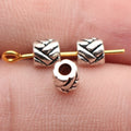 Antique Silver Woven Texture Round Jewelry Spacer Bead view 1