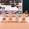 Jeweled Scooter Riding Rabbit Keychains in Four Colors with Loops view 2