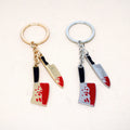 Gold and Silver Tone Blood Splatter Knife Split Ring Keychains view 3