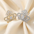 Rhinestone Crown Brooch Gold Silver Clear Crystal Pin view 3