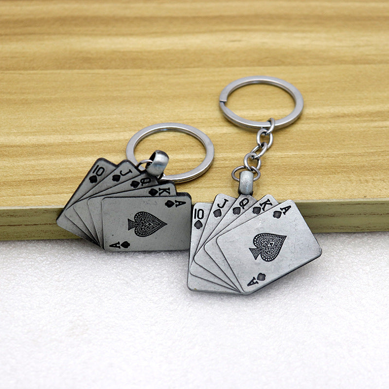 Creative Playing Card Alloy Keychain Lucky Card Pendant