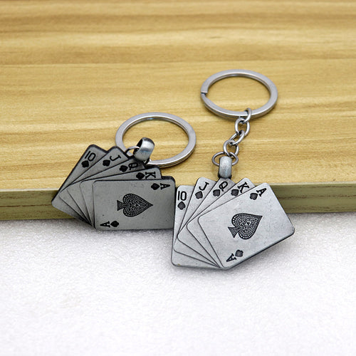Creative Playing Card Alloy Keychain Lucky Card Pendant