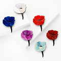 Acrylic Enamel Rose Brooch Black Center Seven Colors view 1