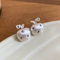 Rounded Apple Stud Earrings in Gold and Silver Tones view 1