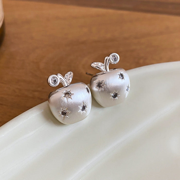 Rounded Apple Stud Earrings in Gold and Silver Tones