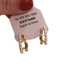 White Pearl Double Row Gold Tone Huggie Earrings With Metal Details view 5