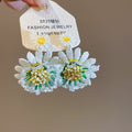 Crochet Flower Drop Earrings in Two Soft Colorways view 6