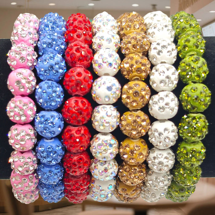 Rhinestone Disco Ball Stretch Bracelet Seven Colors