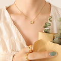Butterfly White Shell Pendant Necklace Gold Rose Gold view 4