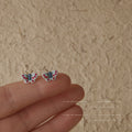Gold Tone Blue Red Enamel Mini Butterfly Stud Earrings view 1
