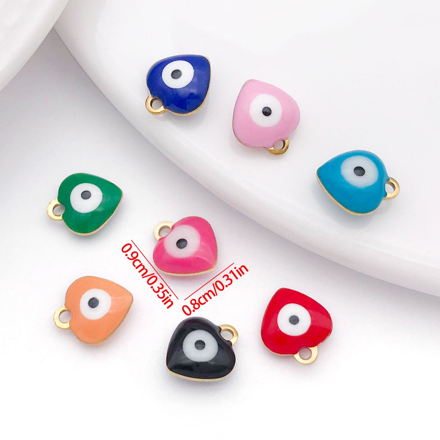Stainless Steel Heart Evil Eye Charm Pendant for Earrings and Necklace DIY Jewelry