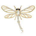 Dragonfly Rhinestone Brooch White Enamel Wings Silver Gold view 1