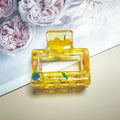 Transparent Resin Pressed Flower Rectangular Hair Claw Clips view 8