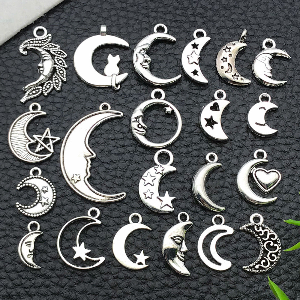 Zinc Alloy Hollow Moon Smiley Face Sun Star Charm Pendant for DIY Bracelet Necklace
