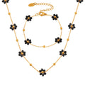 Gold Black Daisy Natural Stone Necklace Bracelet Set Pieces view 5