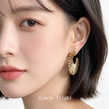 Coffee Gold Sunburst Radial Open Hoop Stud Earrings view 2