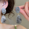 Marbled Resin Oval and Teardrop Earrings in Three Colors view 3