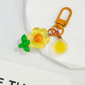 Resin Flower Keychain With Frosted Ball Bead And Colored Swivel Clasp view 8