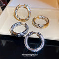 Two Tone Crystal Hoop Earrings in Gold or Silver Tone view 3