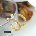 Shell Textured C-Shape Hoop Stud Earrings Gold Or Silver view 2