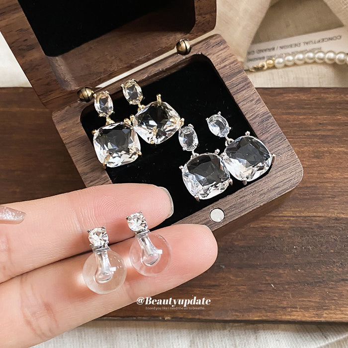 Clear Crystal Drop Stud Earrings in Three Silver and Gold Designs