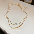 Gold Layered Pearl Station Twisted Bar Necklace Single Style view 4