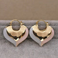 Gold Tone Layered Heart Huggie Earrings with Pastel Enamel view 3
