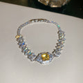 Square Cut Crystal Necklace Bracelet Stud Set Pieces view 7