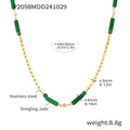 Gold Disc Chain Necklace Green Dongling Jade Tube Beads view 6