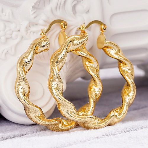 Front product view of the round open hoops with an uneven ridged surface