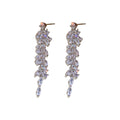 Silver Tone Crystal Leaf Cascade Drop Earrings Jewelry view 5
