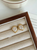 Gold Tone Irregular White Pearl Clip On Earrings Fashion Earrings view 6