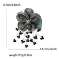 Layered Fabric Flower Brooch With Beaded Tassels Jacket and Scarf Accessory view 9