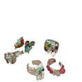 Silver Open Cluster Mint Chip Pearl Crystal Ring Style view 5