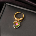Gold Tone Heart Crystal and Balloon Dog Huggie Drop Earrings view 7