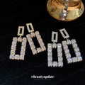 Silver Tone Crystal Open Rectangle Drop Earrings Jewelry view 2
