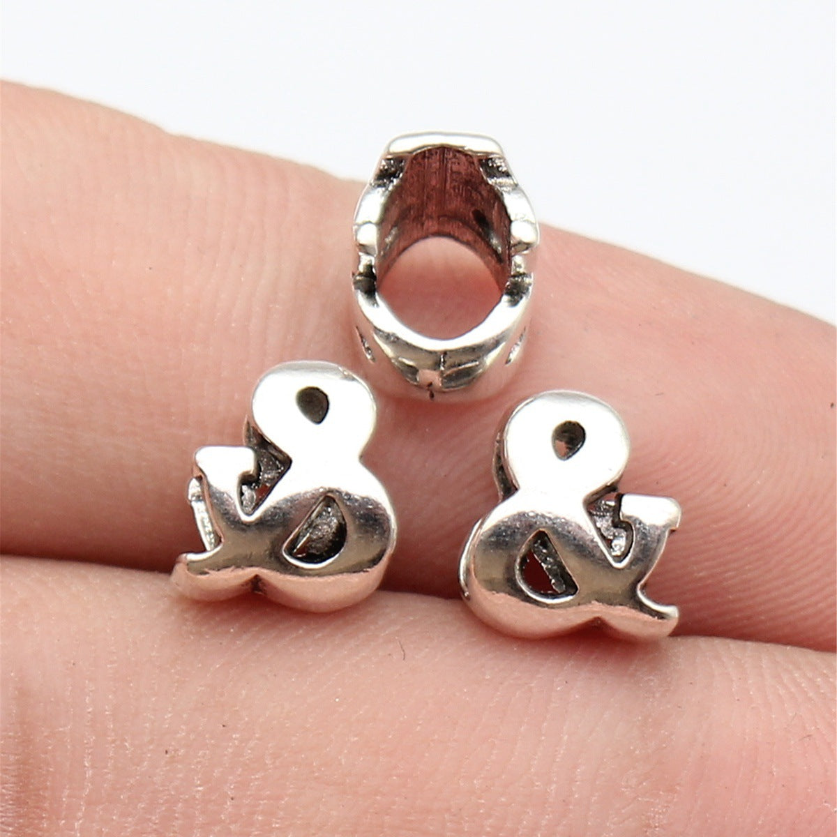 9.5x8.1x7.1mm 0.82g Antique Silver Zinc Alloy Ampersand Symbol Large Hole Beads for DIY Bracelet Making