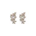 Silver Tone Crystal Leaf and Flower Ear Cuff Clips view 5