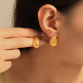 Gold Teardrop Mesh Scale Stud Earrings Copper Pair view 3