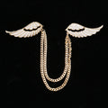 Angel Wing Chain Feather Brooch Gold Rhinestone Dual Pin view 6
