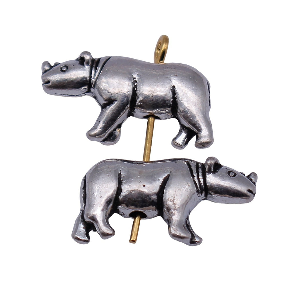 19x9.8mm 2.3g Antique Silver Zinc Alloy Rhinoceros Hole Beads for DIY Bracelet Jewelry Making