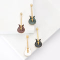 Gold Tone Enamel Electric Guitar Brooch Four Color Options view 1