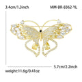 Gold Tone Openwork Butterfly Brooch With Clear Crystals view 5