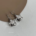 Silver Ghost Charm Huggie Hoop Drop Earrings Metal Pair view 4