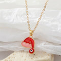 Gold Tone Colorful Santa Hat Evil Eye Pendant Necklaces view 8