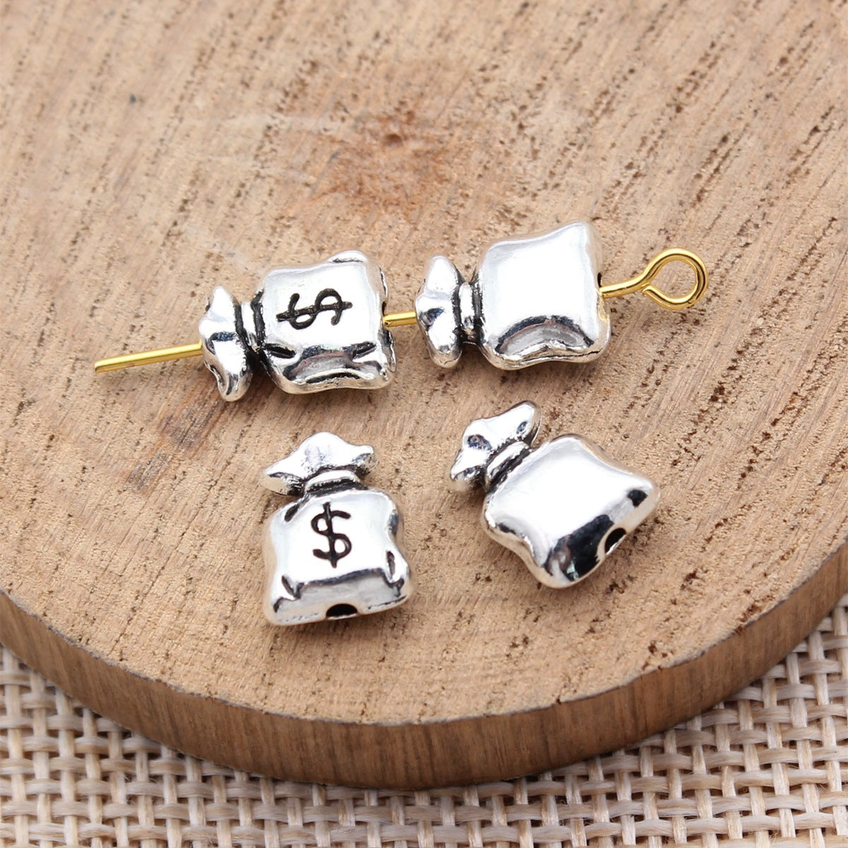 10x8x4.5mm 1.05g Antique Silver Zinc Alloy Money Bag Small Hole Beads for Bracelet Necklace DIY