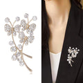 Crystal Butterfly Branch Brooch in Gold or Silver Tone view 2